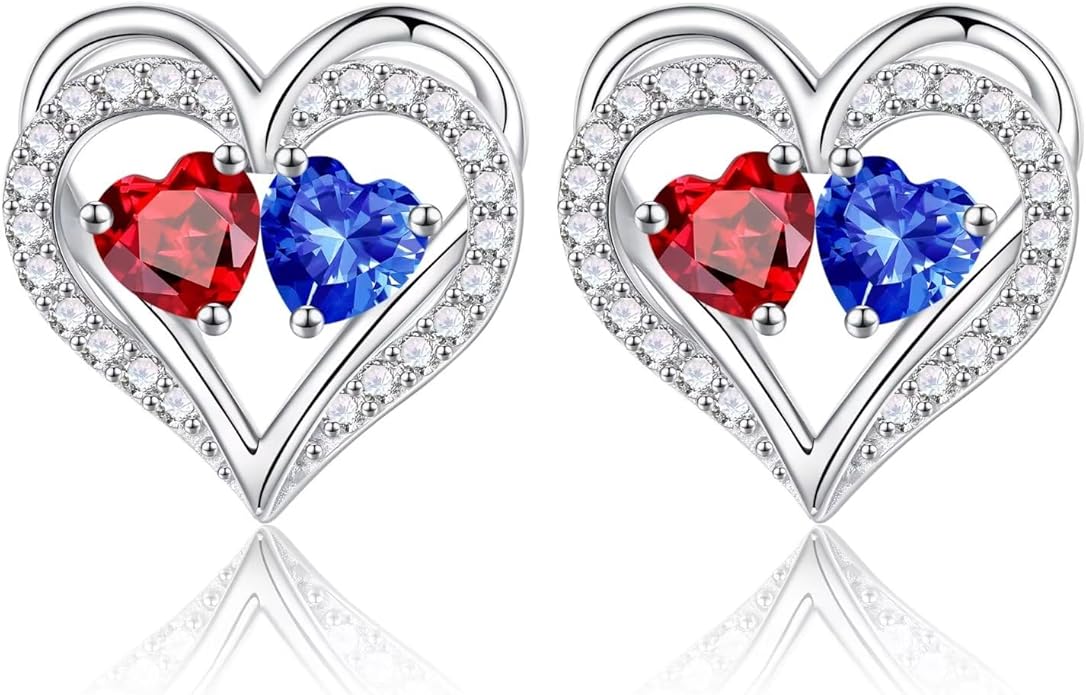 Iefil Christmas Gifts for Women Wife - 925 Sterling Silver Birthstone Earrings, Anniversary Birthday Gifts for Women Wife Girlfriend Mom IEFIL