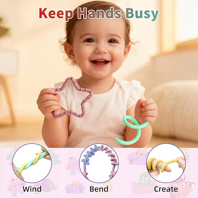 Hepotk Sensory Fidget Sticks - 12PCS Silicone Fidget Toy Pack with Mixed Textures, Random Colors & Styles | Stress Relief Toys for Autistic Kids 3+ & Adults | Must-Have for Travel, School & Home