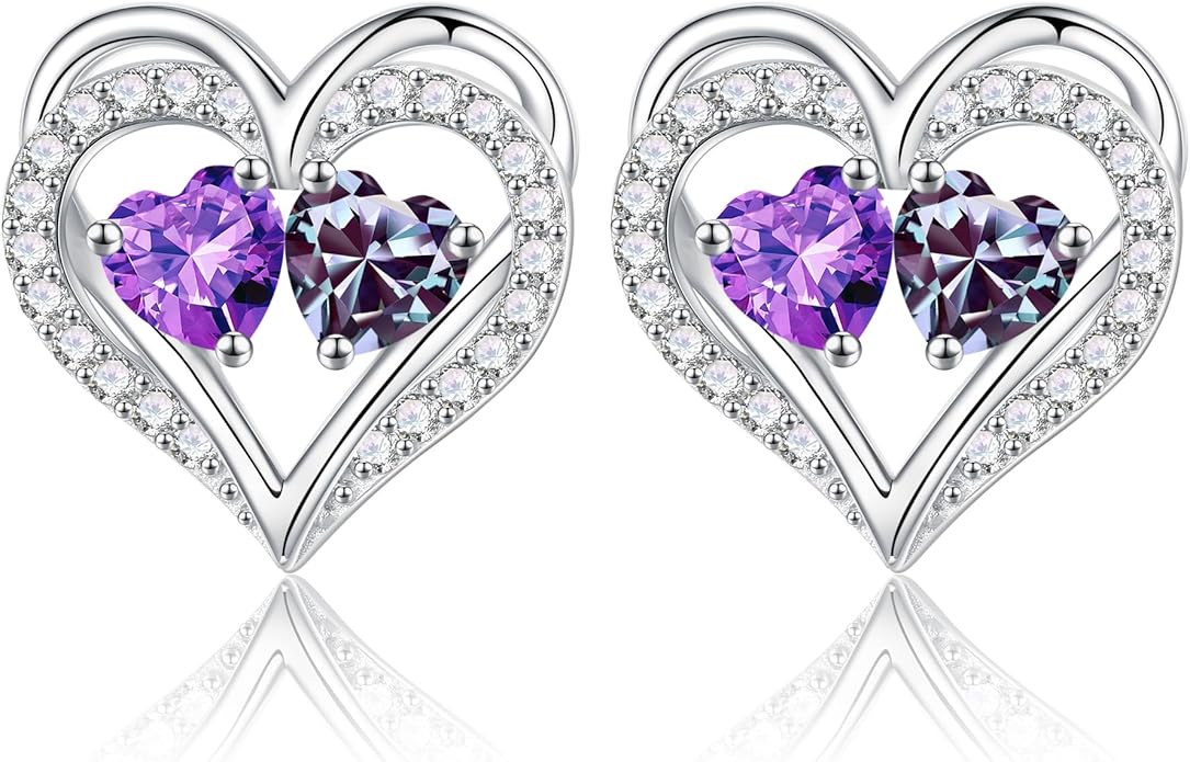 Iefil Christmas Gifts for Women Wife - 925 Sterling Silver Birthstone Earrings, Anniversary Birthday Gifts for Women Wife Girlfriend Mom IEFIL