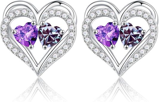 Iefil Christmas Gifts for Women Wife - 925 Sterling Silver Birthstone Earrings, Anniversary Birthday Gifts for Women Wife Girlfriend Mom IEFIL