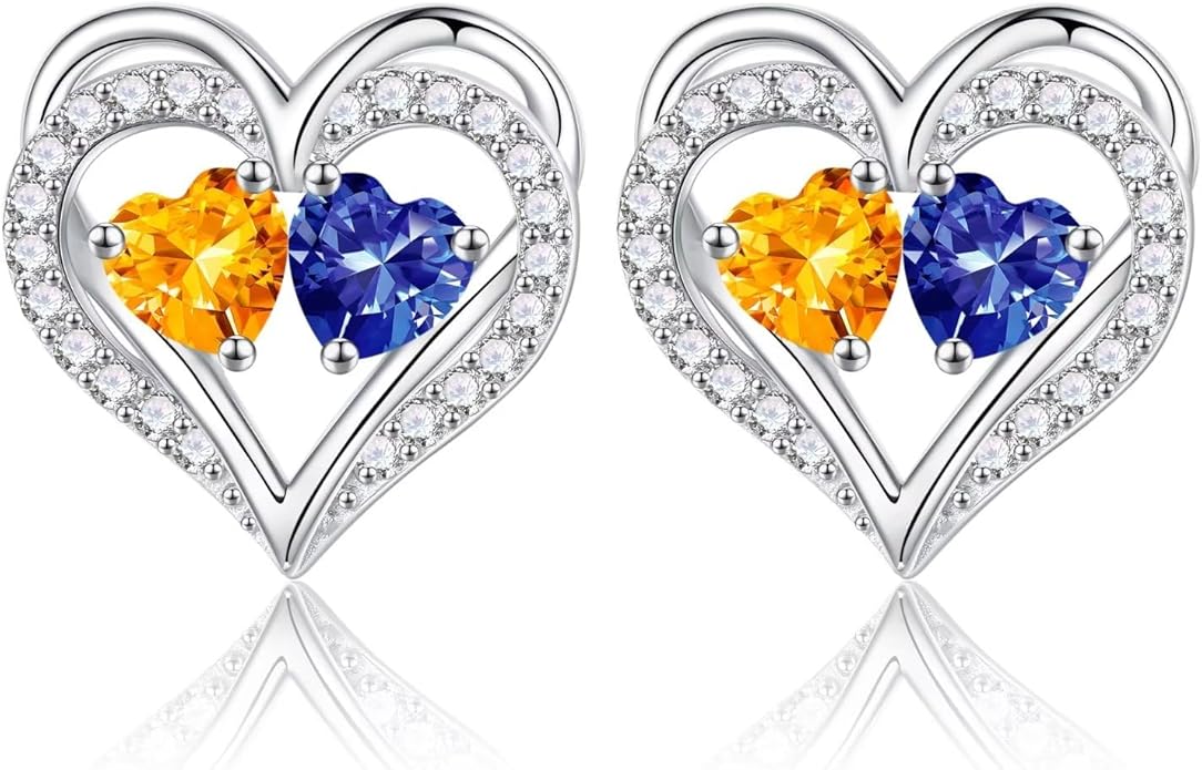 Iefil Christmas Gifts for Women Wife - 925 Sterling Silver Birthstone Earrings, Anniversary Birthday Gifts for Women Wife Girlfriend Mom IEFIL