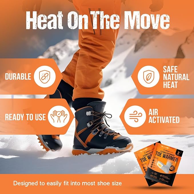 Toe Warmers for Feet – 50 Pairs (100 Warmers) | 10+ Hour Self-Adhesive Feet Warmers, Foot Warmers Bulk, Ultra-Thin Disposable Heat Pads for Shoes & Boots AllSettHealth