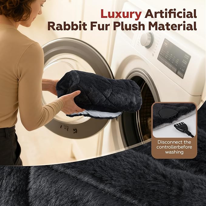 UTK Weighted Heating Pad for Neck and Shoulders and Back, 30s Fast Heat,6X Deeper Pain Relief, Faux Rabbit Fur Fabric, 8 Heat Settings Max 159℉, 4H Auto Off, Memory Function, 24"x 20", Christmas Gift UTK