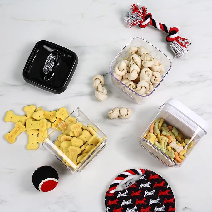 Felli Flip Tite Food Storage Container 5" LARGE Size Airtight Lid Lock Top, Stackable Kitchen Canister for Space Saving, Pantry Fridge Cupboard Organizer, Spice Seasoning Pet Treats Snack (1.1 qt) Felli