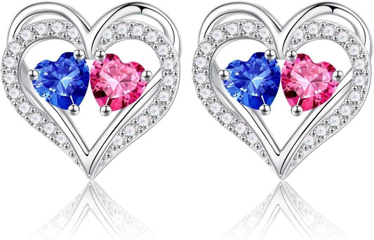 Iefil Christmas Gifts for Women Wife - 925 Sterling Silver Birthstone Earrings, Anniversary Birthday Gifts for Women Wife Girlfriend Mom IEFIL
