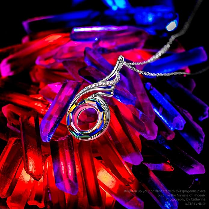 Kate Lynn "Rise From the Ashes Phoenix Necklace Made with Crystals from Austria, 18"+2" Necklace, Packaged with Jewelry Box, Birthday Gift for Women, Symbol of Luck and Renewal KateLynn