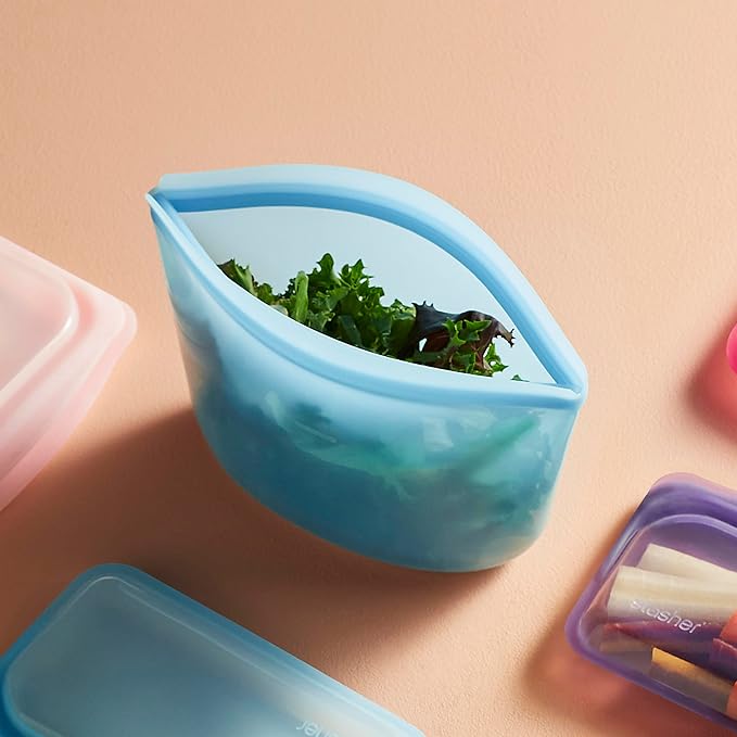 Stasher Premium Silicone Reusable Food Storage Bags, 4-Pack, Multi, Multi-Use Food Storage Bags, Lunch Bag, Travel Containers, BPA Free, Leak-free, Dishwasher-Safe, Eco-friendly Stasher