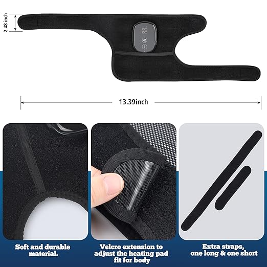 MOAJAZA Knee Massager with Heat and Vibration, Heating Pad for Knee Shoulder Elbow, Heated Knee Brace for Arthritis with Massage MOAJAZA
