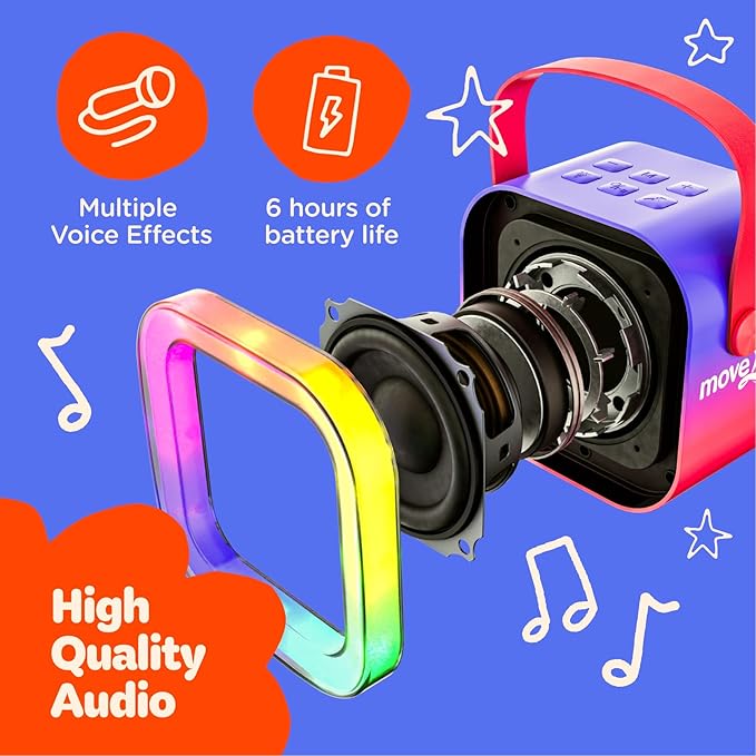 Move2Play, USA Karaoke Machine for Kids | Includes 20+ American Songs | 2 Microphones | Connect with Bluetooth for 3, 4, 5, 6, 7+ Year Olds | Toy for Girls & Boys | Super Bowl Move2Play