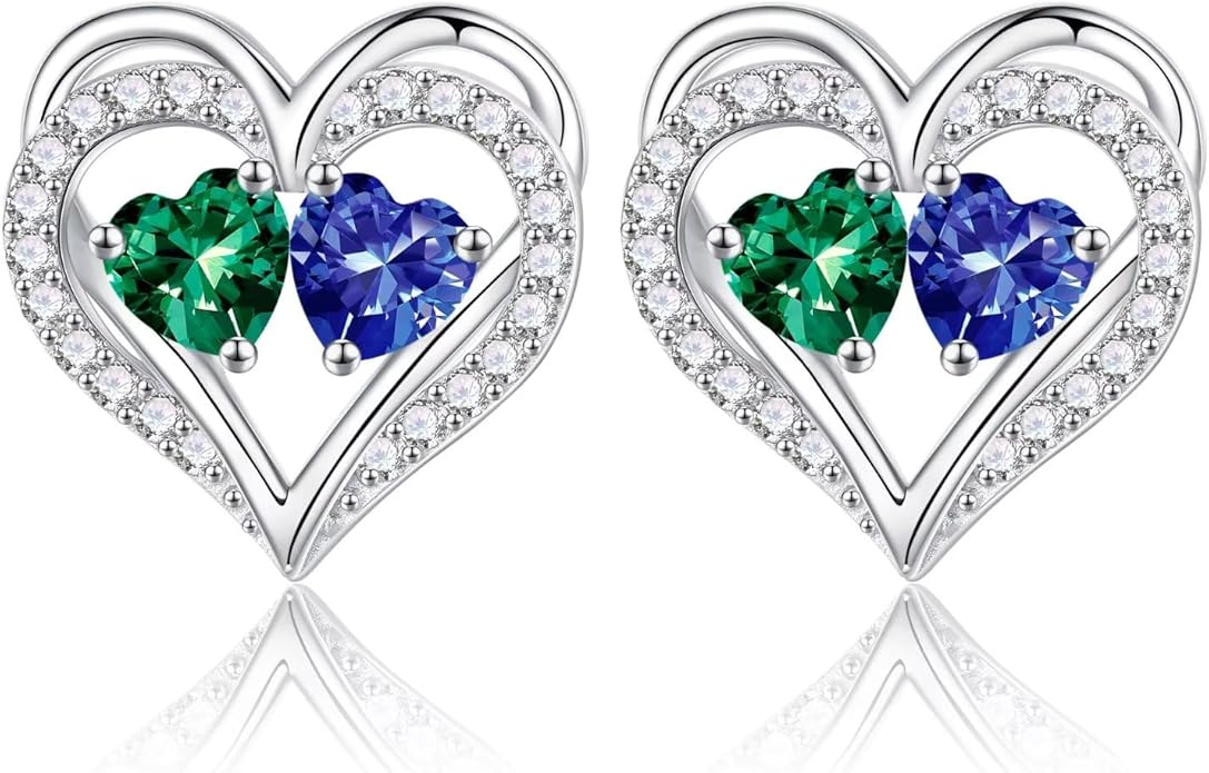 Iefil Christmas Gifts for Women Wife - 925 Sterling Silver Birthstone Earrings, Anniversary Birthday Gifts for Women Wife Girlfriend Mom IEFIL