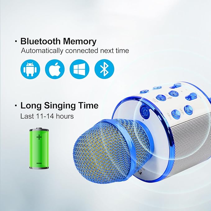 Karaoke Micorphones for Kids Wireless Bluetooth Karaoke Machine for Child Musical Toys Micorphones for Girls Boys Children Birthday Party Home KTV Thanksgiving Kids Gifts FINYIORE