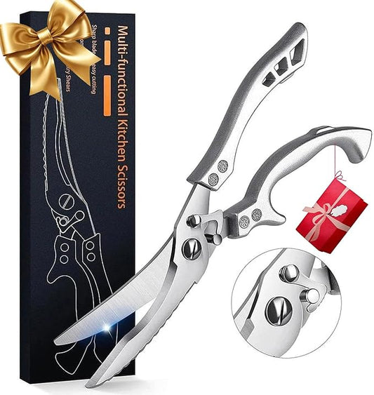 Dreach Reach Heavy Duty Poultry Shears with Serrated Edge - Kitchen Scissors For Chicken, Bone, Meat, Turkey, Fish - No Rust, Spring Loaded, Stainless Steel