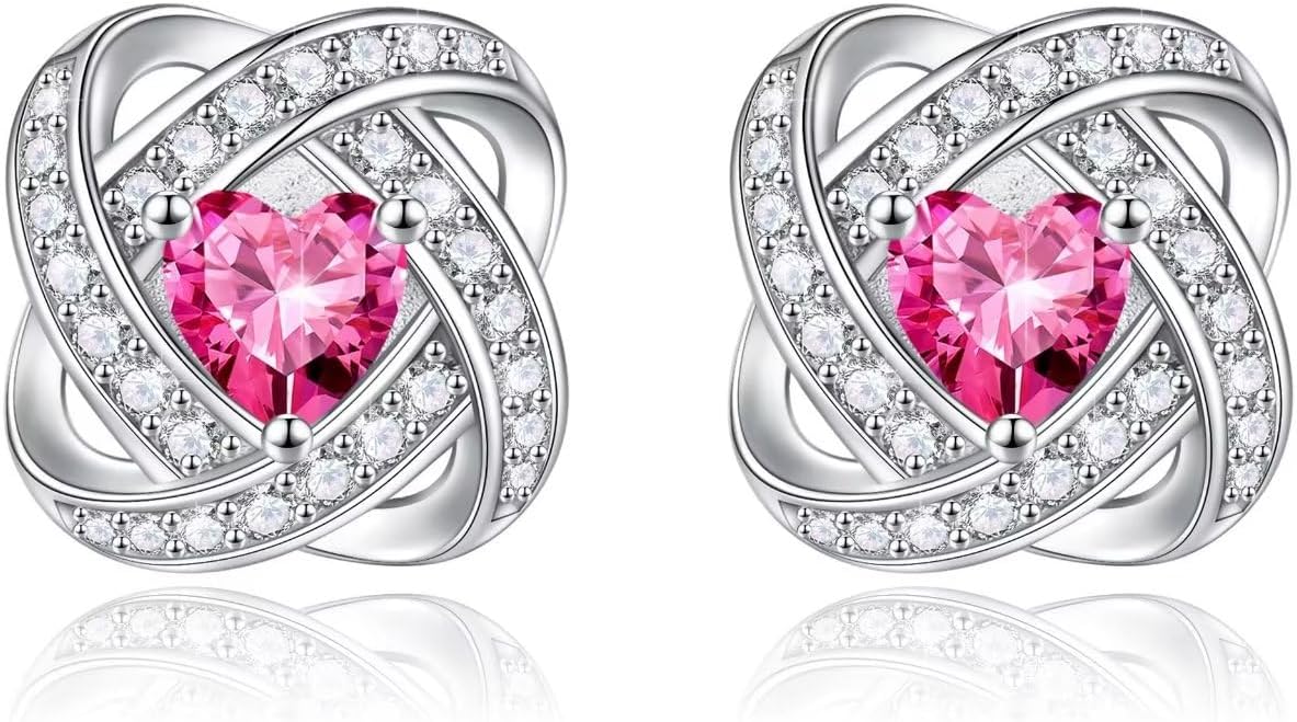 Iefil 925 Sterling Silver Birthstone Earrings for Women - Anniversary Valentines Day Gifts for Her, Mothers Day Birthday Gifts for Women Wife Mom Daughter IEFIL