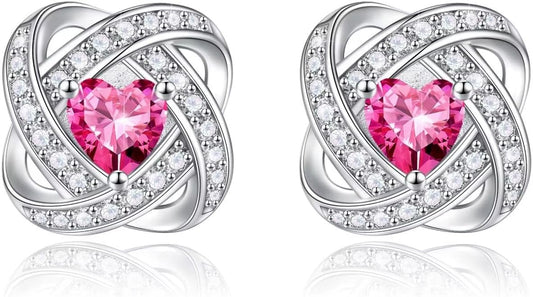 Iefil 925 Sterling Silver Birthstone Earrings for Women - Anniversary Valentines Day Gifts for Her, Mothers Day Birthday Gifts for Women Wife Mom Daughter IEFIL