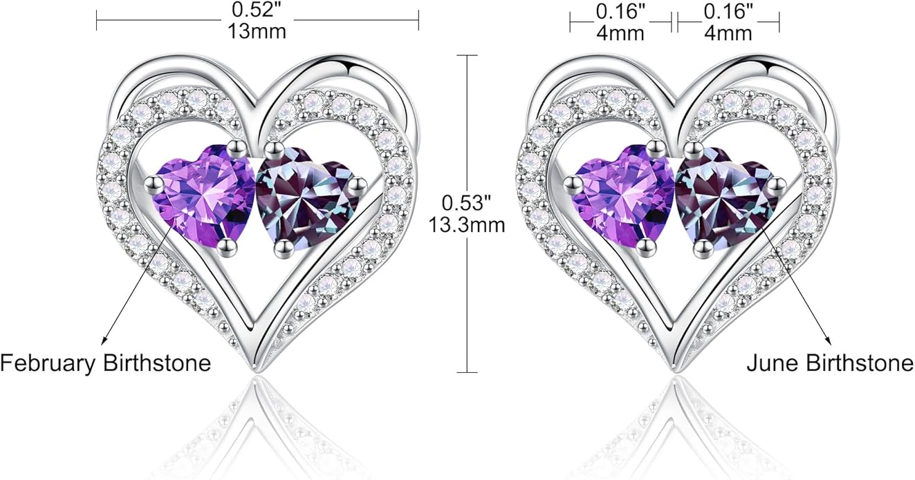 Iefil Christmas Gifts for Women Wife - 925 Sterling Silver Birthstone Earrings, Anniversary Birthday Gifts for Women Wife Girlfriend Mom IEFIL