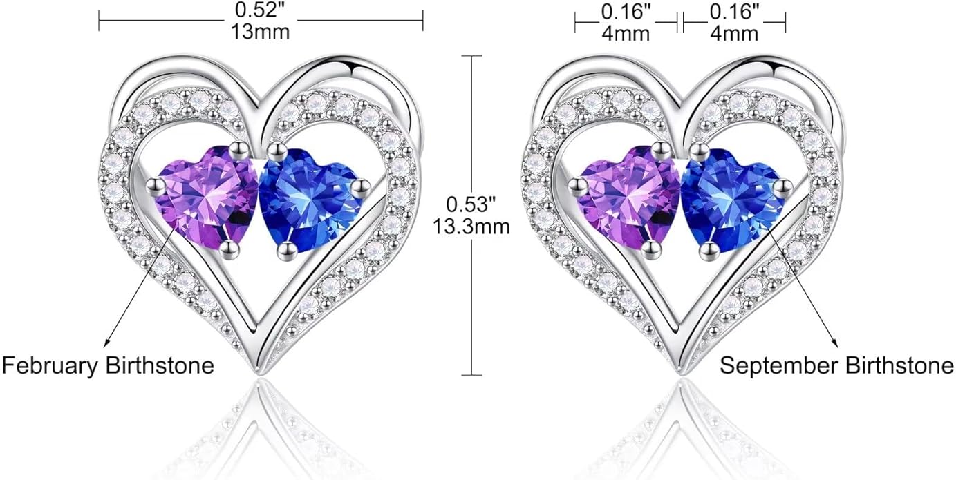 Iefil Christmas Gifts for Women Wife - 925 Sterling Silver Birthstone Earrings, Anniversary Birthday Gifts for Women Wife Girlfriend Mom IEFIL