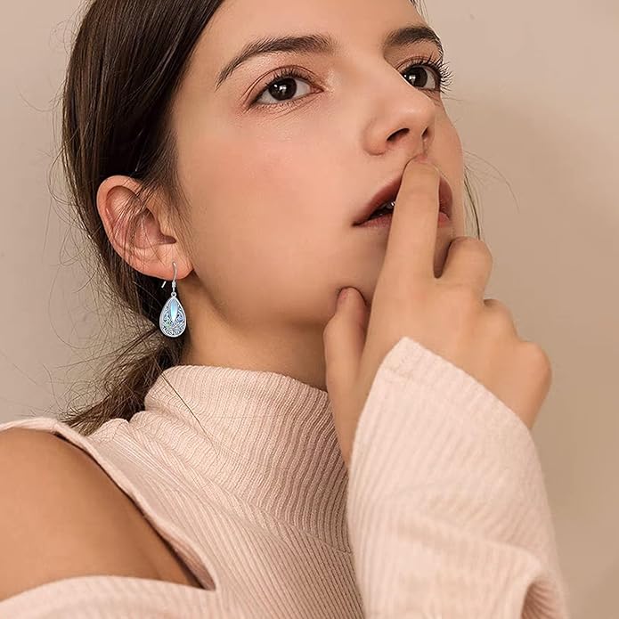 YFN Filigree Moonstone Dragonfly Earrings Sterling Silver Teardrop Bohemian Irish Celtic Knot Drop Dangle Earrings Abalone Shell Jewelry Gifts for Women YFN