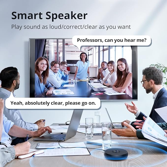 EMEET USB Speakerphone, M1A Zoom Certified AI Mics 360°Voice Pickup USB Type C-A Plug&Play Computer Speakers with Microphone, Fast Mute Noise Reduction Echo Cancellation for 5-8 People for Zoom Teams EMEET
