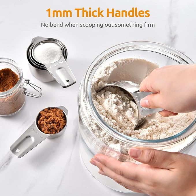 Measuring Cups: U-Taste 18/8 Stainless Steel Measuring Cups Set of 7-Piece: 1/8 Cup, 1/4 Cup, 1/3 Cup, 1/2 Cup, 2/3 Cup, 3/4 Cup, 1 Cup Dry and Liquid Ingredients U-Taste