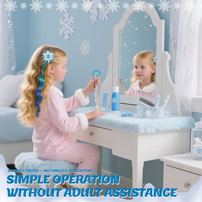 Jomi & Jolly 6 PCS Hair Accessories Set for Girls, Little Girl Colored Hair Tinsel Clips in Extensions, Princess Dress up Wigs, Cute Gifts and Costume Accessories for Little Princess (Blue) Kick Boosters