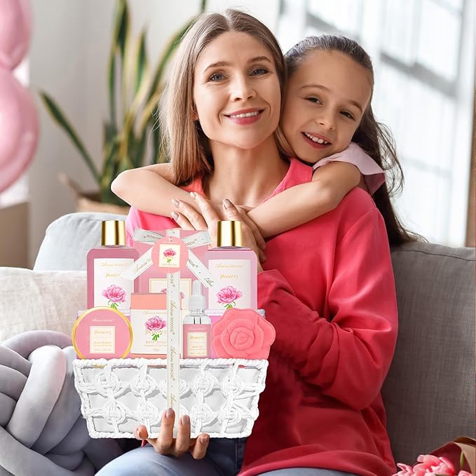 Gift Basket for Women Bath and Body Gift Basket Set for Women, 9pcs Home Spa Set for Self Care, Mothers Day Relaxing Bath Sets Birthday Christmas Gifts for Mom Sister Her Wife Ariosemonde