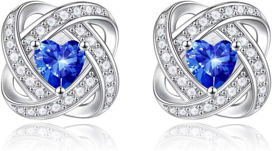 Iefil 925 Sterling Silver Birthstone Earrings for Women - Anniversary Valentines Day Gifts for Her, Mothers Day Birthday Gifts for Women Wife Mom Daughter IEFIL