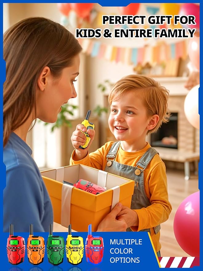 Walkie Talkies for Kids Rechargeable, Long Range 2 Way Radio, Outdoor Camping Games Toy Birthday Xmas Gift for Boys Age 7-12, 2 Pack Inspireyes