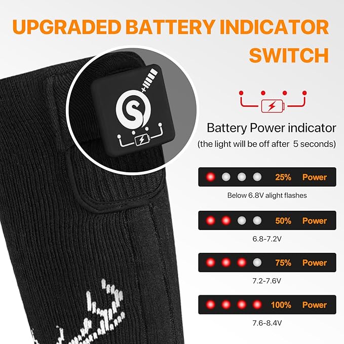 SNOW DEER Heated Socks,Electric Rechargeable Battery Heating Foot Warmer for Men Women,Winter Ski Hunting Camping Hiking Riding Motorcycle HeatedGlovesSocksHatetc