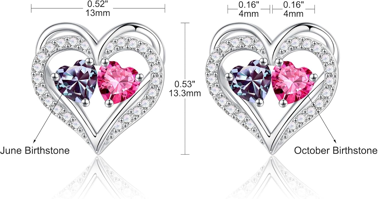 Iefil Christmas Gifts for Women Wife - 925 Sterling Silver Birthstone Earrings, Anniversary Birthday Gifts for Women Wife Girlfriend Mom IEFIL