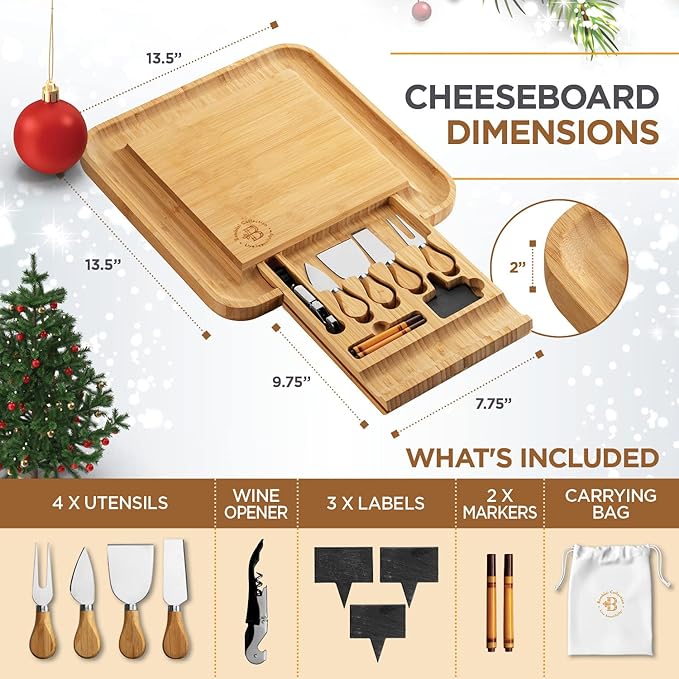 Charcuterie Board Gift Set - Bamboo Cheese Board and Knife Set - Housewarming Gifts for New Home, Wedding Gifts for Couples 2025, Bridal Shower Gifts, Birthday Gifts for Women Bamb%C3%BCsi