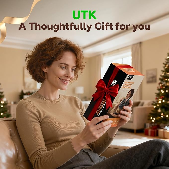 UTK Weighted Heating Pad for Neck and Shoulders and Back, 30s Fast Heat,6X Deeper Pain Relief, Faux Rabbit Fur Fabric, 8 Heat Settings Max 159℉, 4H Auto Off, Memory Function, 24"x 20", Christmas Gift UTK