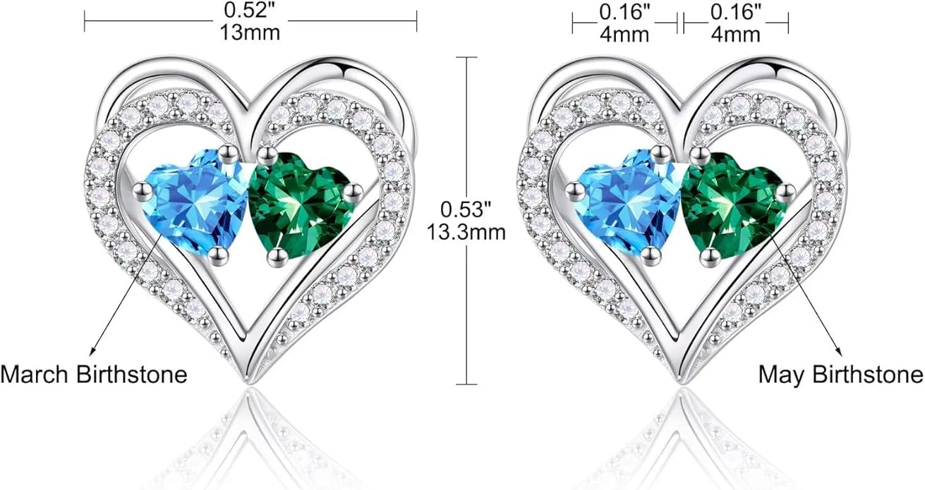 Iefil Christmas Gifts for Women Wife - 925 Sterling Silver Birthstone Earrings, Anniversary Birthday Gifts for Women Wife Girlfriend Mom IEFIL