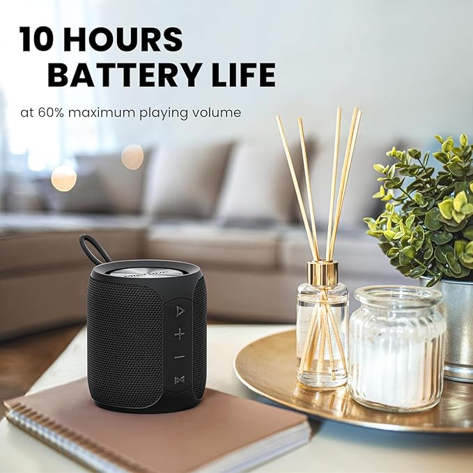 MIATONE QBOX - 16W Bluetooth Speaker IP67 Waterproof Speaker with Deep Bass, Portable Speakers for Beach Camping Accessories, Gifts for Men Fathers Him - Black Miatone