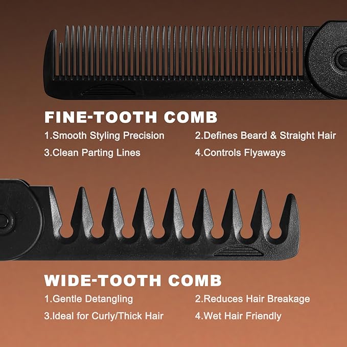 Texture Comb, Voluminous Wide Toothed Hair Comb, Wide & Fine-Toothed Dual-Purpose SetBangs Seam Grooming Accessory for Women and Men, ABS plastic with textured grip(1 SET) KMLWXD