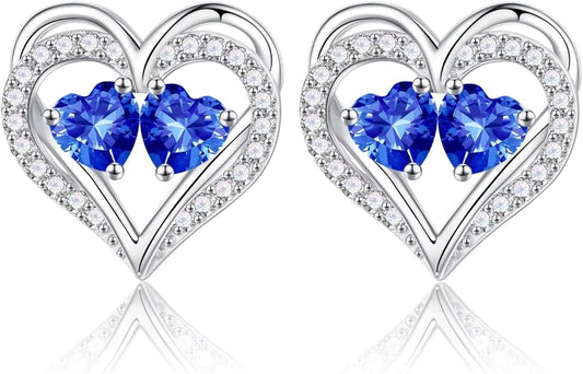 Iefil Christmas Gifts for Women Wife - 925 Sterling Silver Birthstone Earrings, Anniversary Birthday Gifts for Women Wife Girlfriend Mom IEFIL