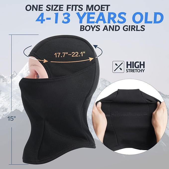 Kids Balaclava Face Mask, Winter Hat Face Warmer for Cold Weather Ski Mask for Boys Girls KOOLSOLY