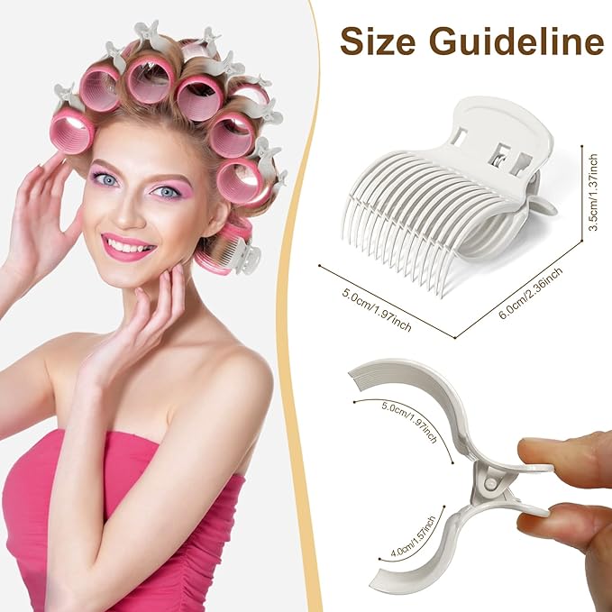 Hot Roller Clips -10PCS Hair Roller Clips - Hair Curler Claw Clip - Replacement Roller Clip for Women Girls Hair Section Styling - White