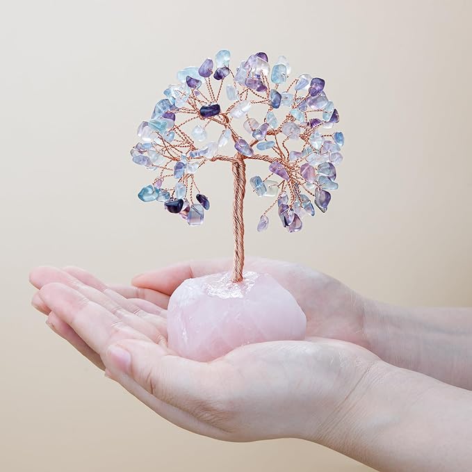 ZenBless 7 Chakra Healing Crystals Stones Tree of Life, Feng Shui Money,Little Fake Bonsai Tree Crystal Zen Spiritual Home Living Room Cubicle Office Desk Decor and Accessories for Women ZenBless