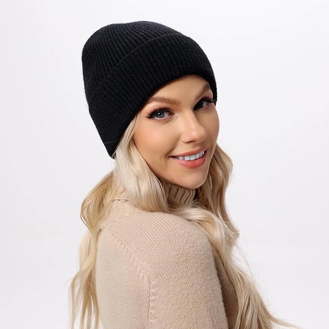 ZOORON Warm Knit Beanie for Men Women Winter Hat, Thick Fisherman Beanies Cuffed Plain Skull Caps ZOORON