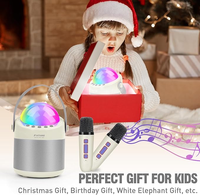 Karaoke Machine for Kids Adults Unique Astronaut Shape Portable Bluetooth Speaker with Wireless Microphone Home Party KTV Birthday for Girls Boys Toddler Teens Ages 2-12 +Year Old Kids FINYIORE