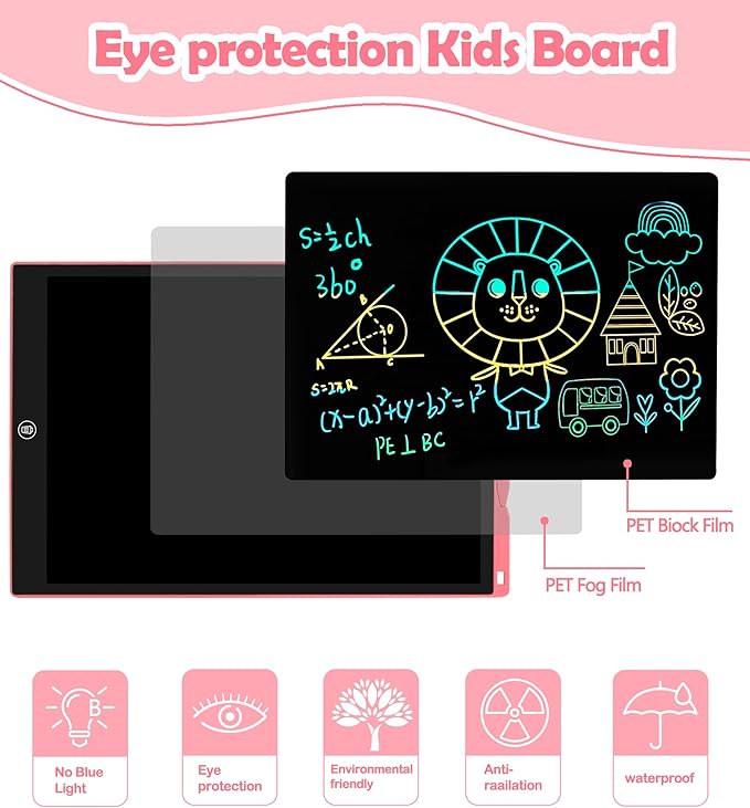 LCD Writing Tablet Doodle Board, 15 inch Colorful Drawing Tablet Writing Pad for Kids, Electronic Erasable Learning Educational Girls Gifts Toys for 3 4 5 6 7 Year Old Girls Boys pbeknco
