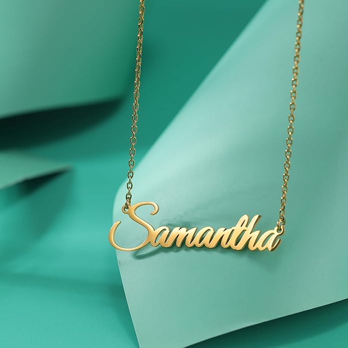 TinyName Custom Name Necklace Personalized 18K Gold Plated Nameplate Customized Jewelry Gift for Women TinyName