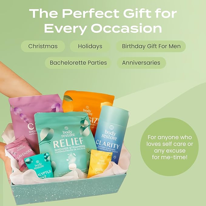 Body Restore Shower Steamers Aromatherapy 15 Pack - Christmas Stocking Stuffers, Birthday Gifts for Women, White Elephant, Relaxation, Self Care for Men - Tea Tree BodyRestore