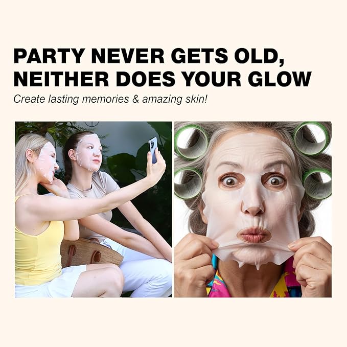 ZealSea Clean Beauty Face Masks Skincare, Minimalism 15 Ingredients Sheet Mask, Deep Hydration Facial Mask for Bouncy & Glowing, Sleepover Spa Party Supplies, Women Teen Girl Gifts Trendy Stuff, 7Pack ZealSea