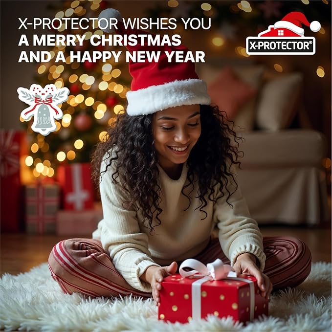 X-Protector Santa Hat - Large Christmas Hat for Adults - Fluffy Christmas Hats for Women and Men - Red Velvet Santa Cap! X-Protector