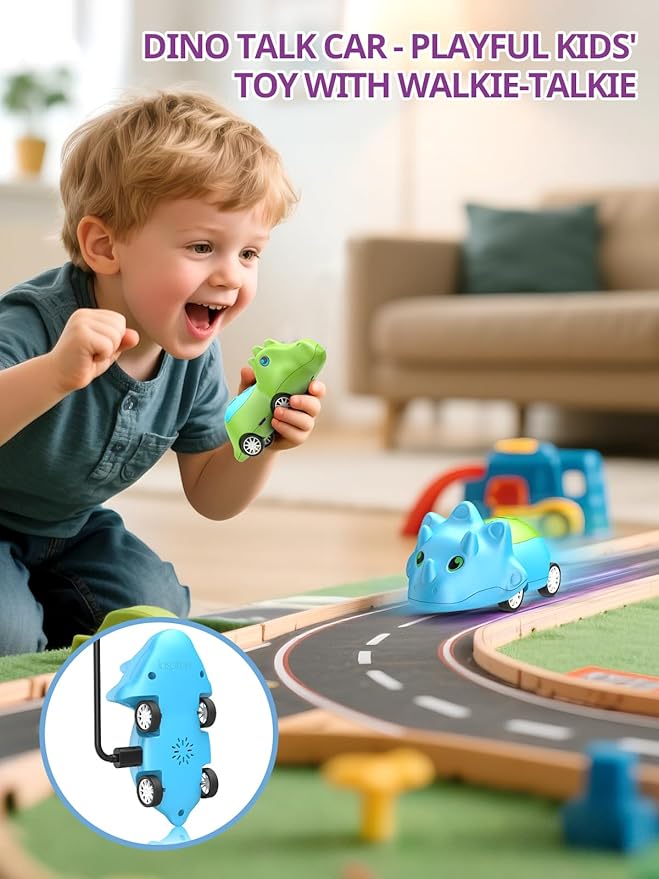 Dinosaur Kids Walkie Talkies 2 Pack, Toys for Boys Girls Age 3 to 5 7, 48H Playtime, Fun for Home or Yard, T-Rex Rechargeable Gift Birthday Christmas Camping Toddlers Inspireyes