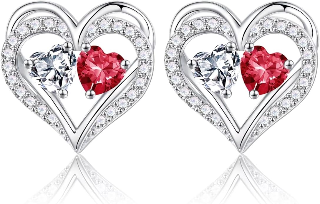 Iefil Christmas Gifts for Women Wife - 925 Sterling Silver Birthstone Earrings, Anniversary Birthday Gifts for Women Wife Girlfriend Mom IEFIL