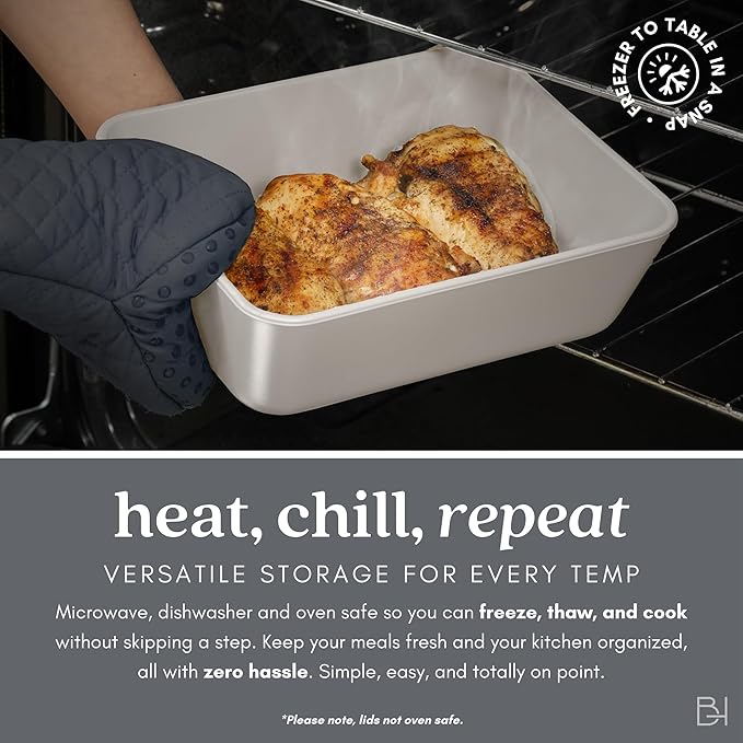 Ceramic Coated Glass Food Storage Container | No PTFE, PFOA, PFAS, and BPA | Reusable Non Toxic Meal Prep Container with Glass Lid | Easy To Store | 6 Piece Food Prep [Crema] BrivaraHome