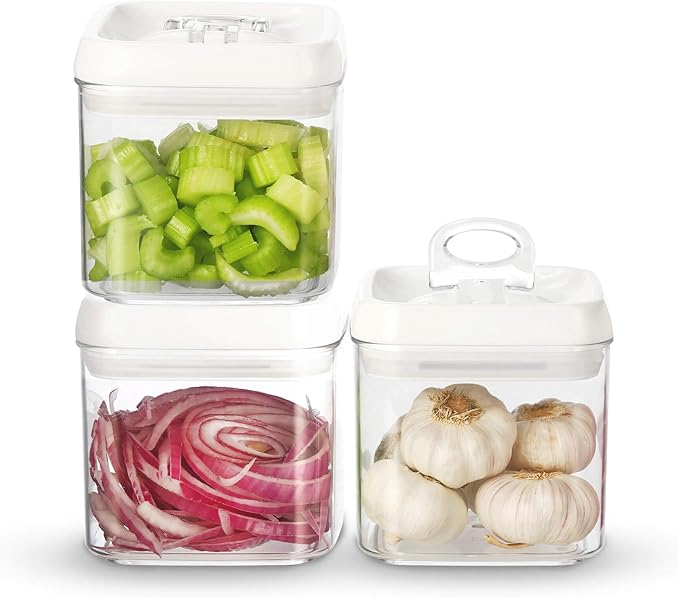 Felli Flip Tite Food Storage Container 5" LARGE Size Airtight Lid Lock Top, Stackable Kitchen Canister for Space Saving, Pantry Fridge Cupboard Organizer, Spice Seasoning Pet Treats Snack (1.1 qt) Felli