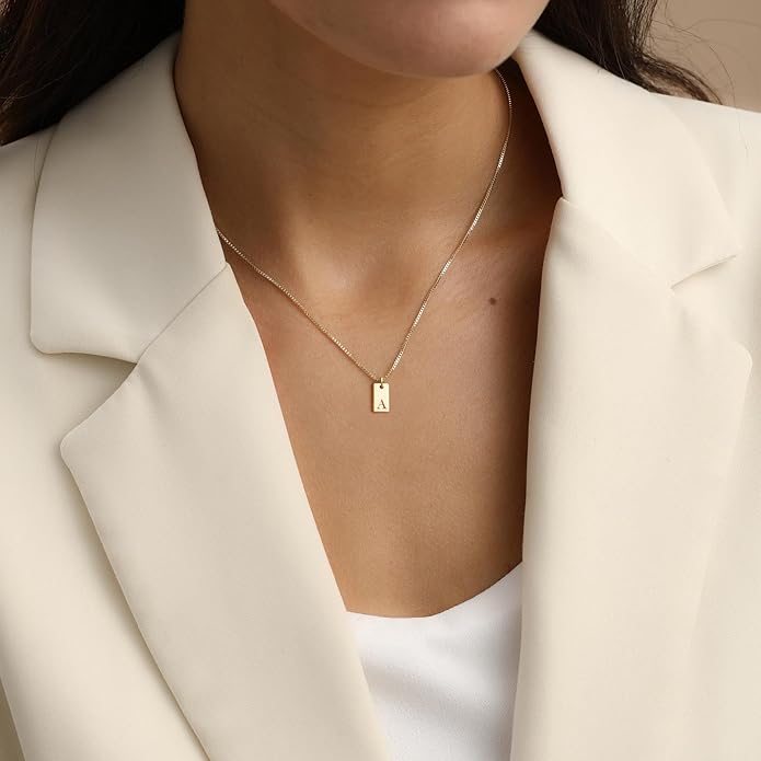 Stocking Stuffers Initial Necklaces for Women 14K Gold Plated Letter Necklace Dainty Name Pendant Necklace Personalized Christmas Gifts for Women Trendy Gold Jewelry FissenJewelry